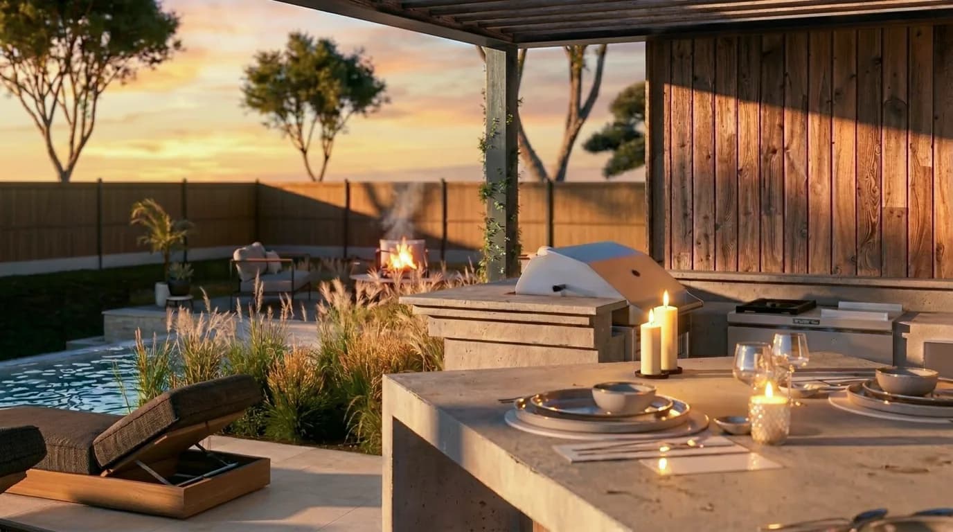 Maquette 3D interactive du pool house, explorable directement dans la page
